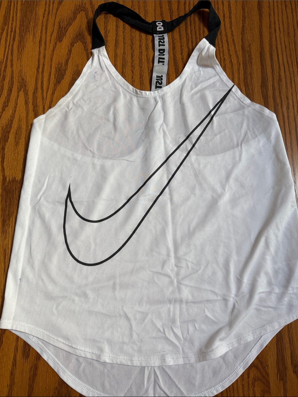 Nike White Tank Top with Black Swoosh Racerback